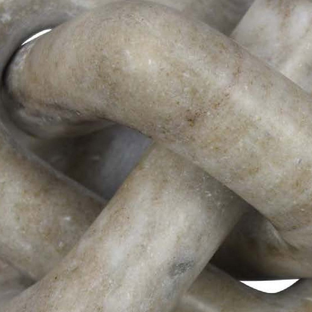 Goi Decorative Knot Statuette, Modern Geometric Beige Marble 8 Inch -BM334792