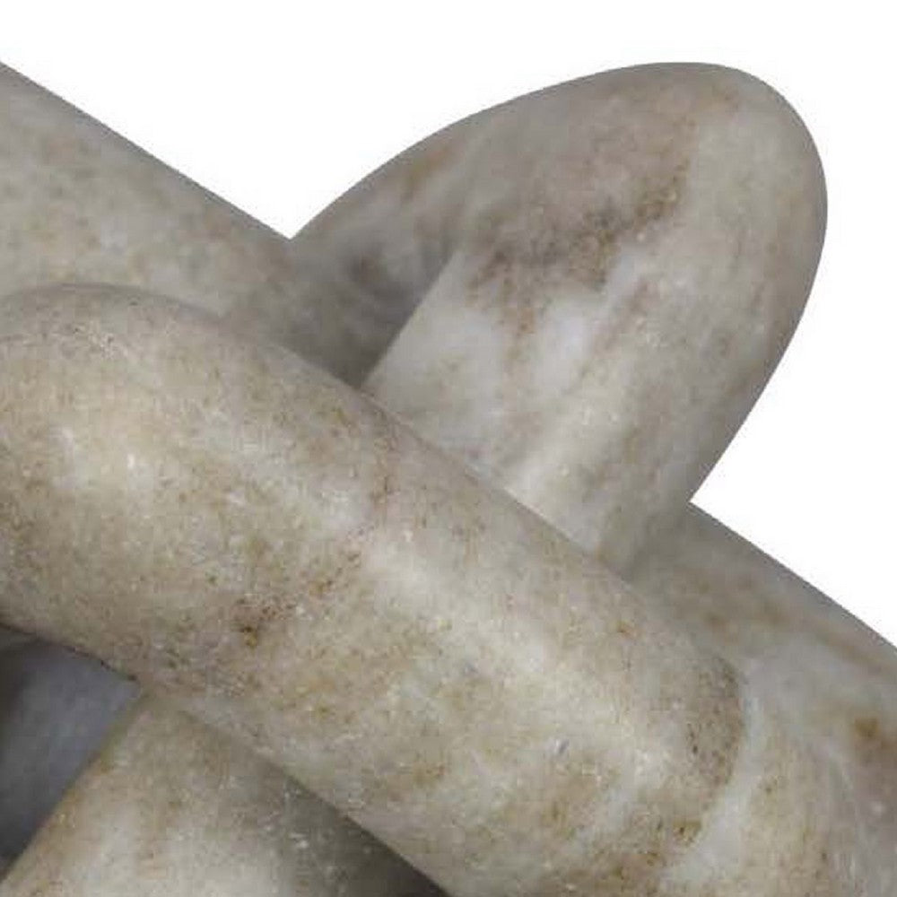 Goi Decorative Knot Statuette, Modern Geometric Beige Marble 8 Inch -BM334792