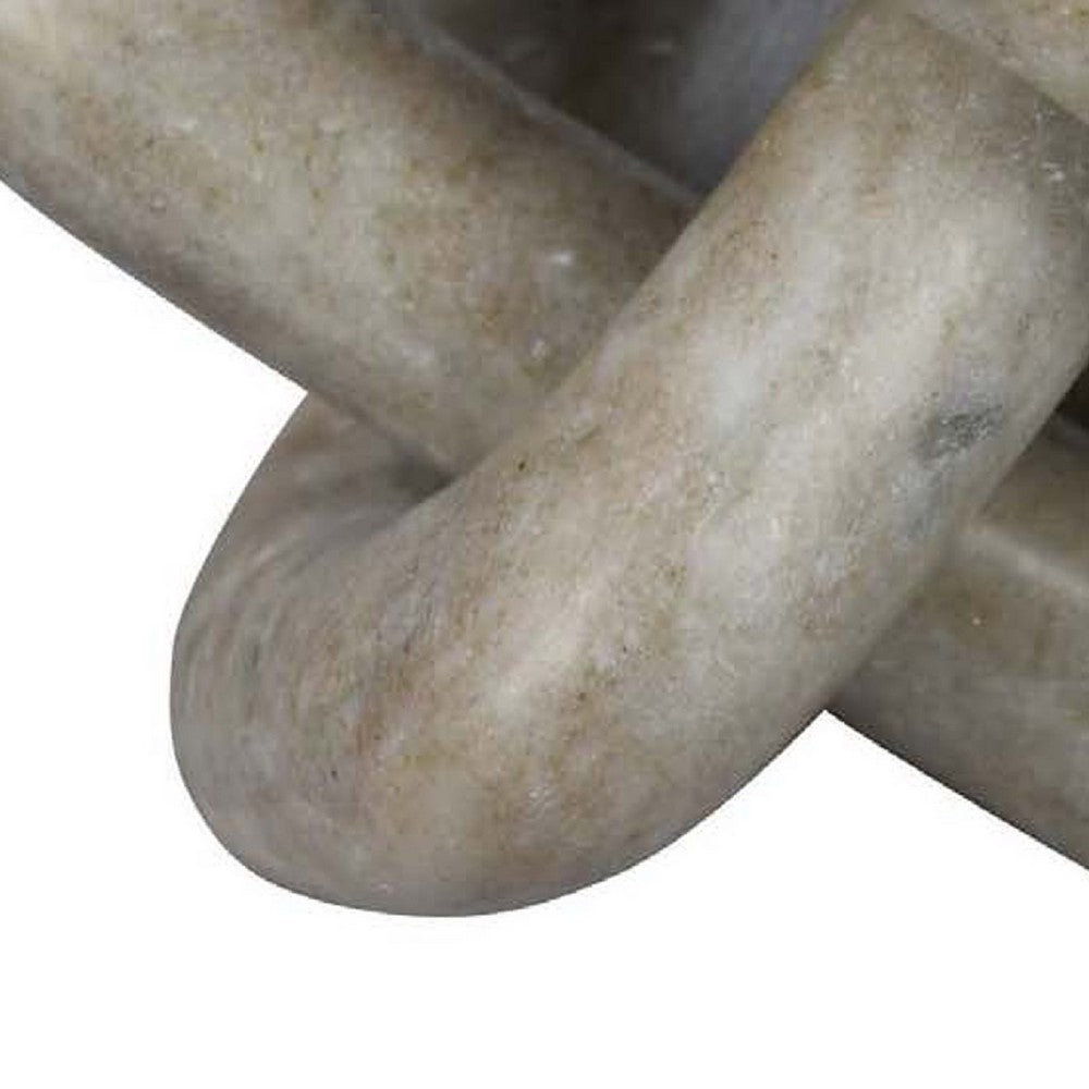 Goi Decorative Knot Statuette, Modern Geometric Beige Marble 8 Inch -BM334792