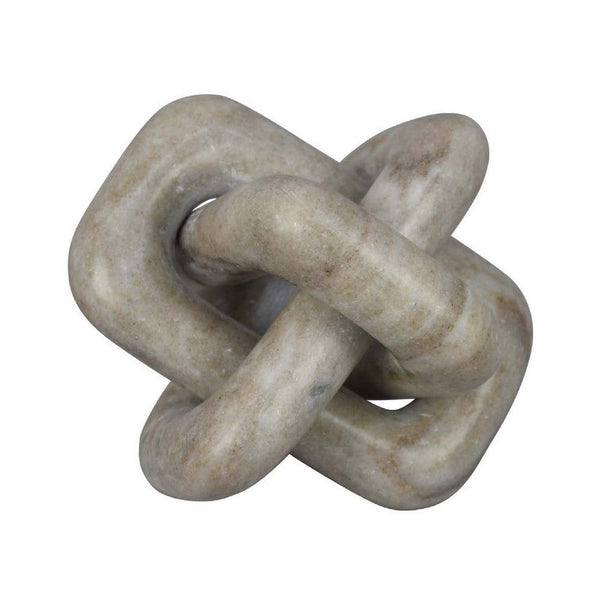 Goi Decorative Knot Statuette, Modern Geometric Beige Marble 8 Inch -BM334792