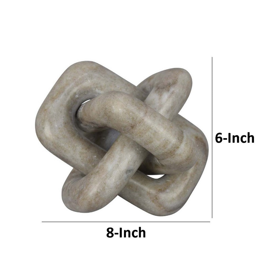 Goi Decorative Knot Statuette, Modern Geometric Beige Marble 8 Inch -BM334792