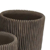 Zeri 3pc Planter Set, Ribbed Grooved Brown Terracotta, 8,10,12 Inch -BM334795
