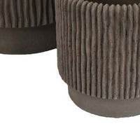 Zeri 3pc Planter Set, Ribbed Grooved Brown Terracotta, 8,10,12 Inch -BM334795