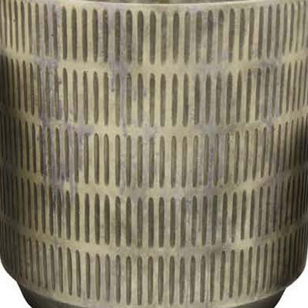 Zeri 3pc Planter Set, Ribbed Grooved Gray Terracotta, 8,10,12 Inch -BM334796
