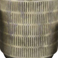 Zeri 3pc Planter Set, Ribbed Grooved Gray Terracotta, 8,10,12 Inch -BM334796