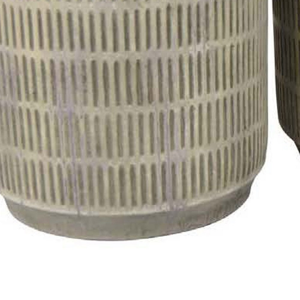 Zeri 3pc Planter Set, Ribbed Grooved Gray Terracotta, 8,10,12 Inch -BM334796
