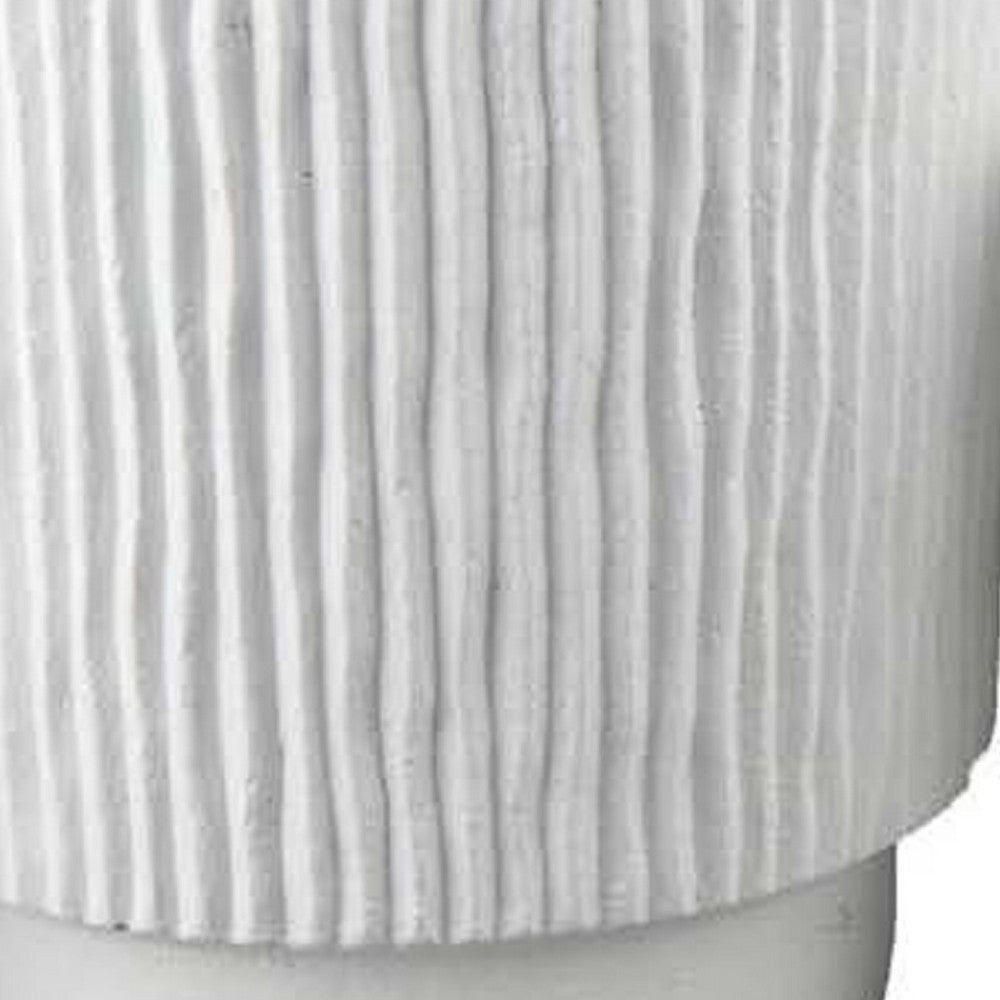 Zeri 3pc Planter Set, Ribbed Grooved White Terracotta, 8,10,12 Inch -BM334797