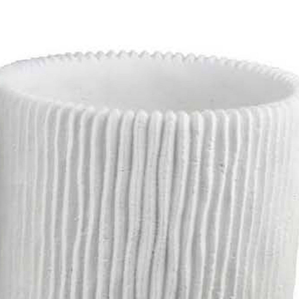 Zeri 3pc Planter Set, Ribbed Grooved White Terracotta, 8,10,12 Inch -BM334797