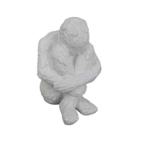 Roy Abstract Contemplative Man Figurine, White Resin Art 15 Inch -BM334798