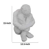 Roy Abstract Contemplative Man Figurine, White Resin Art 15 Inch -BM334798