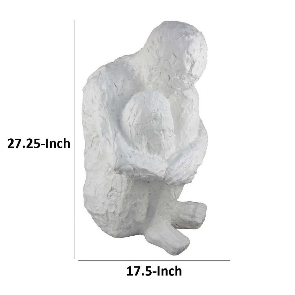 Roy Abstract Contemplative Man Figurine, White Resin Art, 27 Inch -BM334799