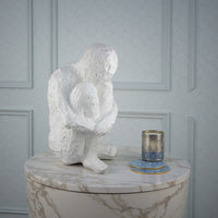 Roy Abstract Contemplative Man Figurine, White Resin Art, 27 Inch -BM334799