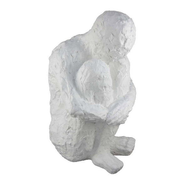 Roy Abstract Contemplative Man Figurine, White Resin Art, 27 Inch -BM334799