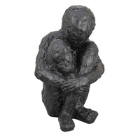 Roy Abstract Contemplative Man Figurine, Black Resin Art, 27 Inch -BM334801
