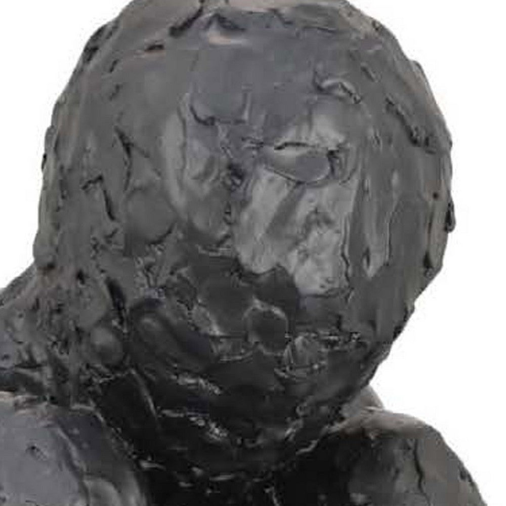 Roy Abstract Contemplative Man Figurine, Black Resin Art, 27 Inch -BM334801