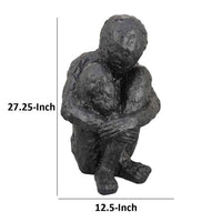 Roy Abstract Contemplative Man Figurine, Black Resin Art, 27 Inch -BM334801
