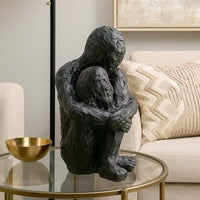 Roy Abstract Contemplative Man Figurine, Black Resin Art, 27 Inch -BM334801