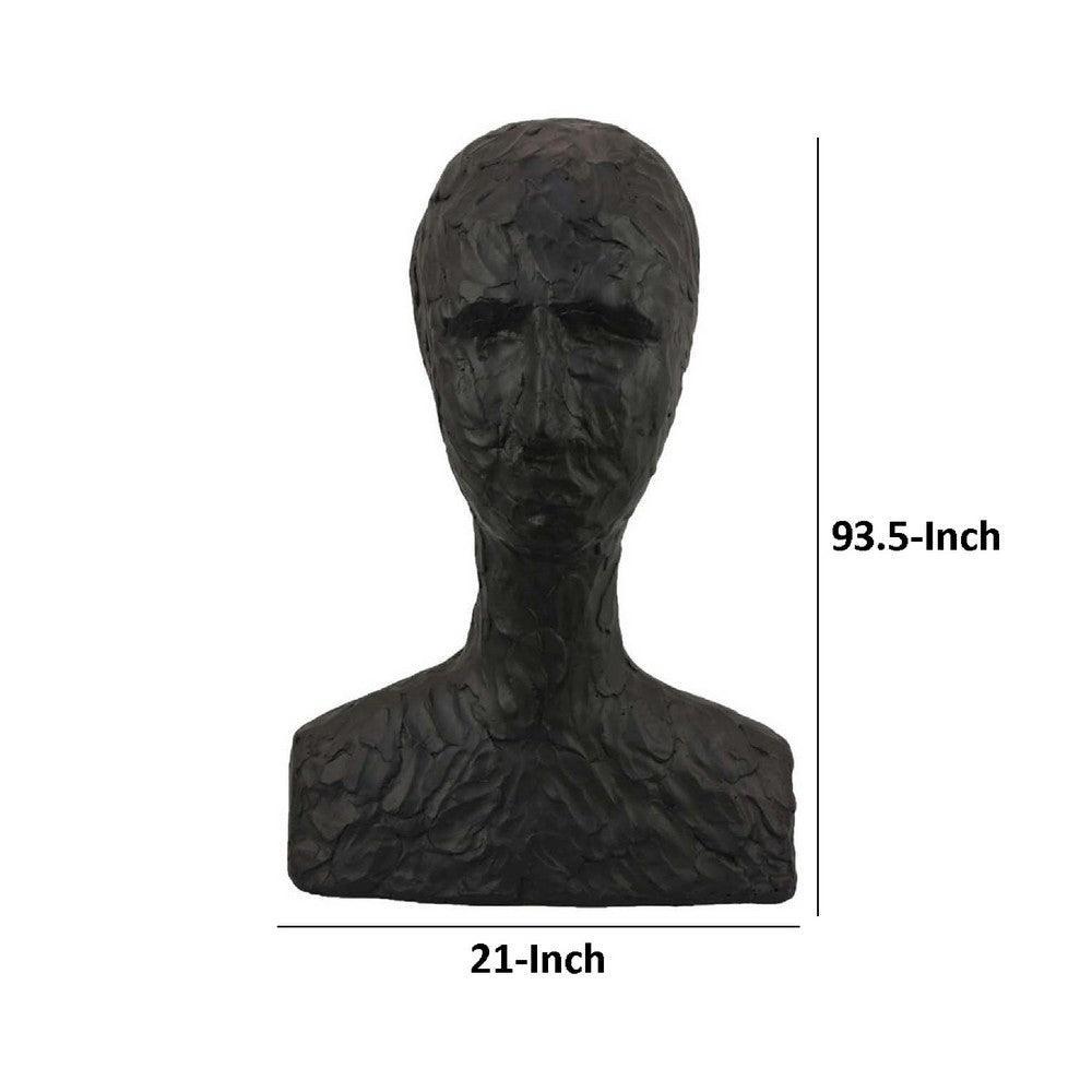 Nyk Abstract Bust Figurine, 94 Inch, Human Head Design, Black Resin -BM334805