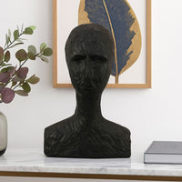 Nyk Abstract Bust Figurine, 94 Inch, Human Head Design, Black Resin -BM334805