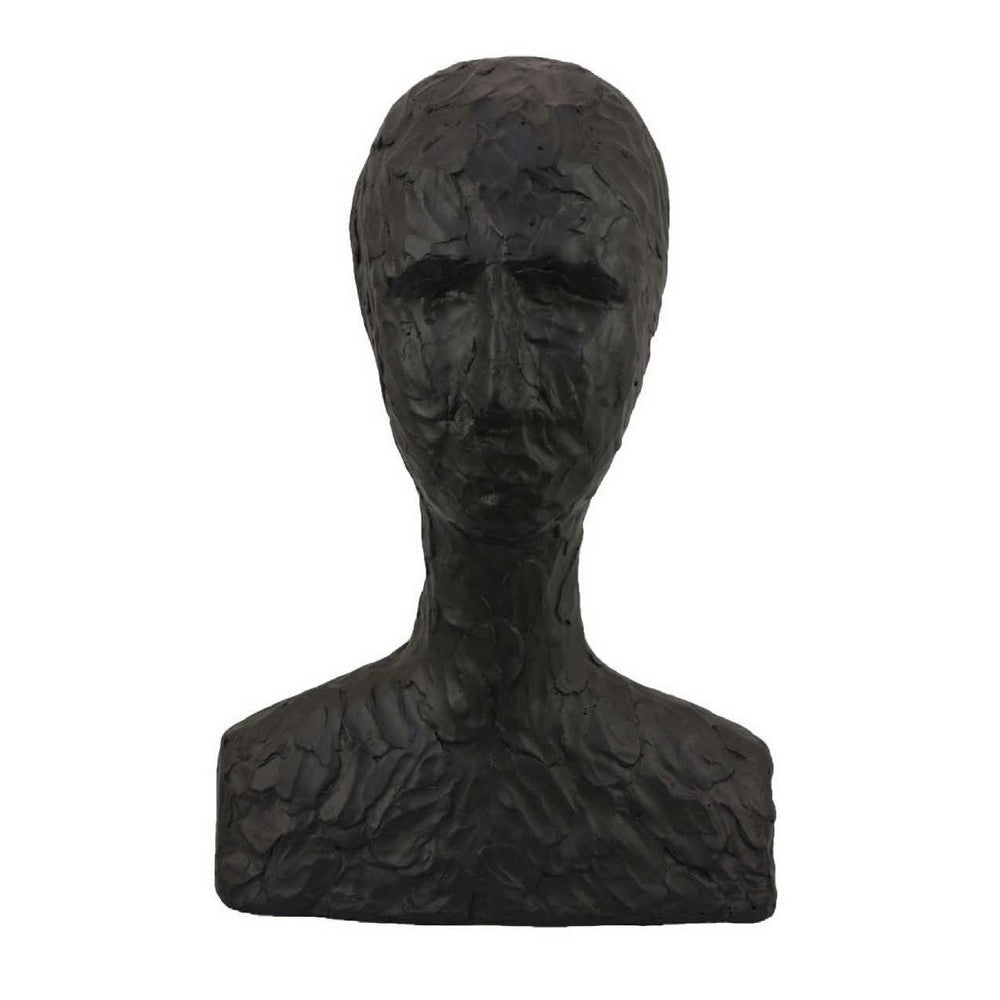 Nyk Abstract Bust Figurine, 94 Inch, Human Head Design, Black Resin -BM334805