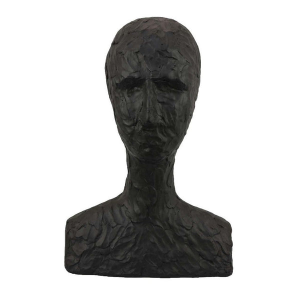 Nyk Abstract Bust Figurine, 94 Inch, Human Head Design, Black Resin -BM334805