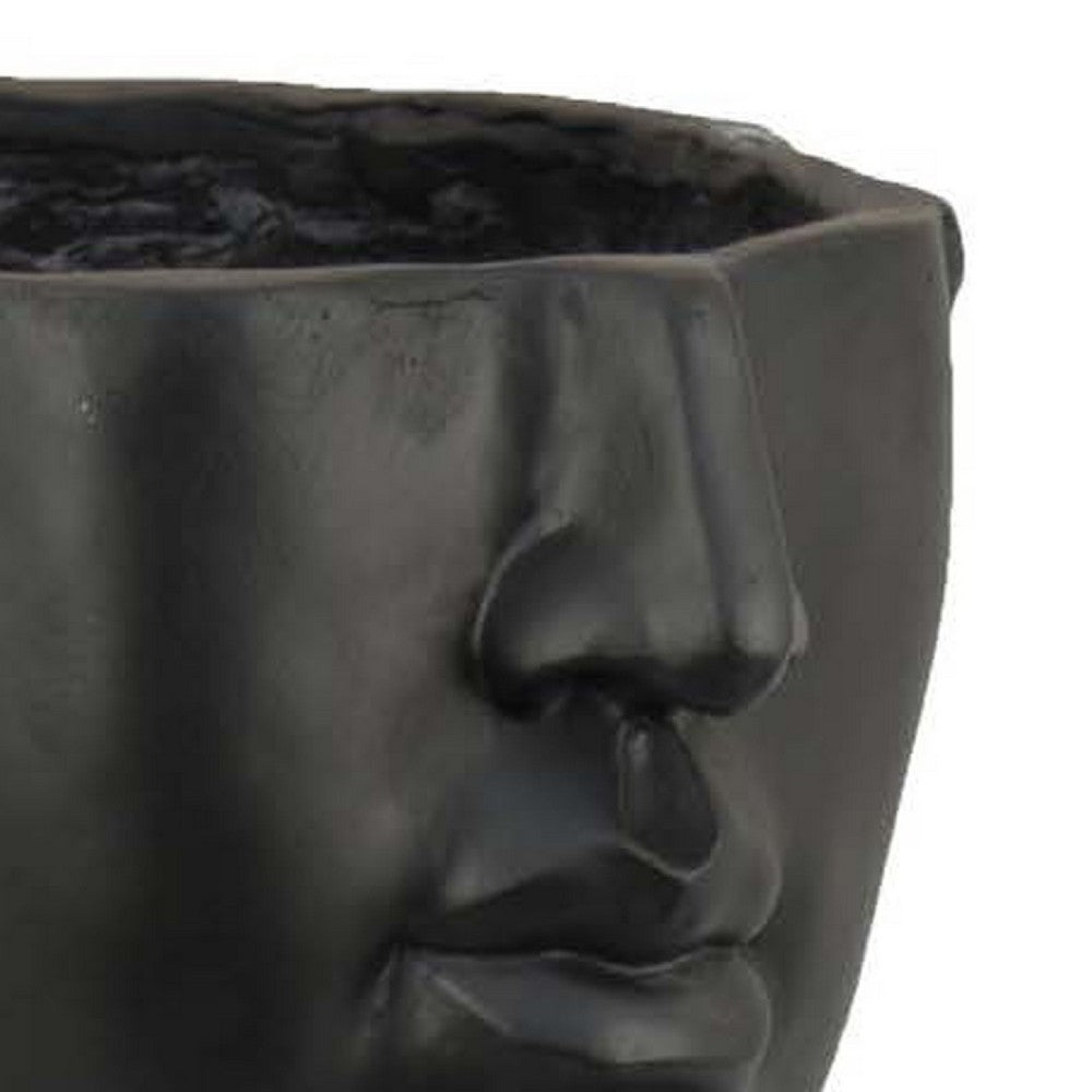 Kylz Decor Head Garden Planter, 23 Inch, Wide Open Top, Black Resin -BM334806
