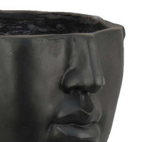 Kylz Decor Head Garden Planter, 23 Inch, Wide Open Top, Black Resin -BM334806