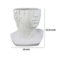 Kylz Decor Head Garden Planter, 23 Inch, Wide Open Top, White Resin -BM334807