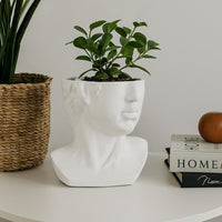 Kylz Decor Head Garden Planter, 23 Inch, Wide Open Top, White Resin -BM334807