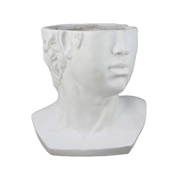 Kylz Decor Head Garden Planter, 23 Inch, Wide Open Top, White Resin -BM334807