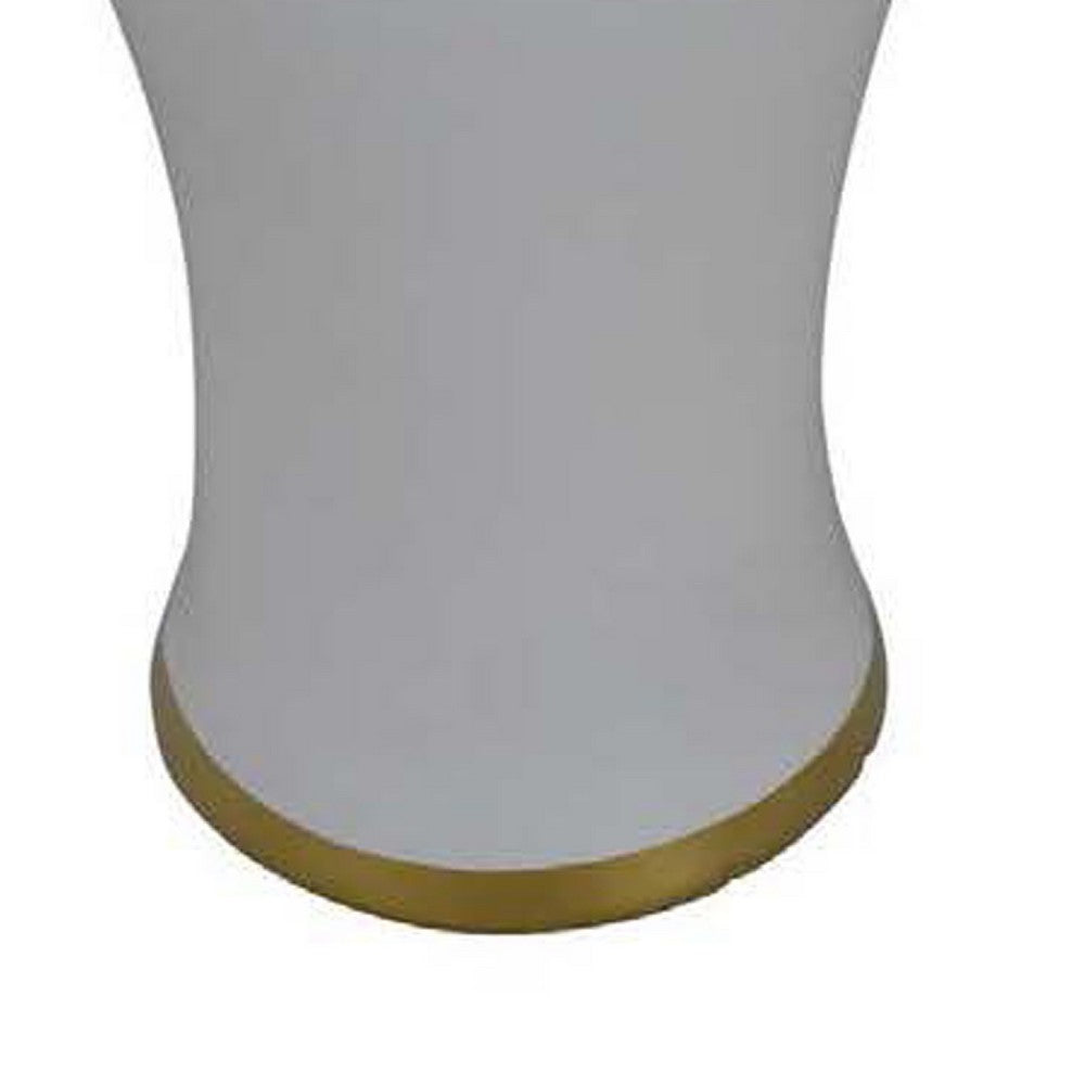 Risy Covered Jar, 34 Inch, Gold Finial, White Curved Ceramic Base -BM334808
