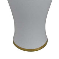 Risy Covered Jar, 17 Inch, Gold Finial, White Curved Ceramic Base -BM334810