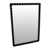 Perz Wall Mirror, 42 Inch, Square Frame, Black Beaded Wood Frame -BM334811