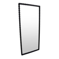 Perz Floor Mirror, 72 Inch, Rectangular Shaped Black Beaded Wood Frame -BM334812