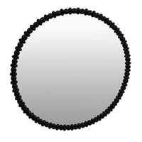Perz Wall Mirror, 36 Inch Round with Black Beaded Wood Frame -BM334813