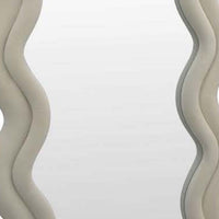 Izy Floor Mirror, 63 Inch, Light Beige Wavy Abstract Frame, Wood -BM334814