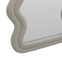 Izy Floor Mirror, 63 Inch, Light Beige Wavy Abstract Frame, Wood -BM334814