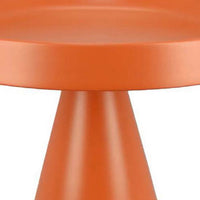 Plant Stand Table, 19 Inch Round Top Cone Pedestal Base, Orange Metal -BM334817