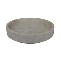 Accent Decorative Bowl, Tray Edge Antique Style White Marble, 13 Inch -BM334819