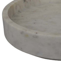 Accent Decorative Bowl, Tray Edge Antique Style White Marble, 13 Inch -BM334819