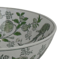 Accent Decorative Bowl, Chinoiserie Art Inspired White Gray Finish -BM334820