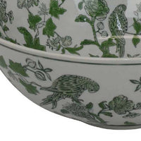 Accent Decorative Bowl, Chinoiserie Art Inspired White Gray Finish -BM334820