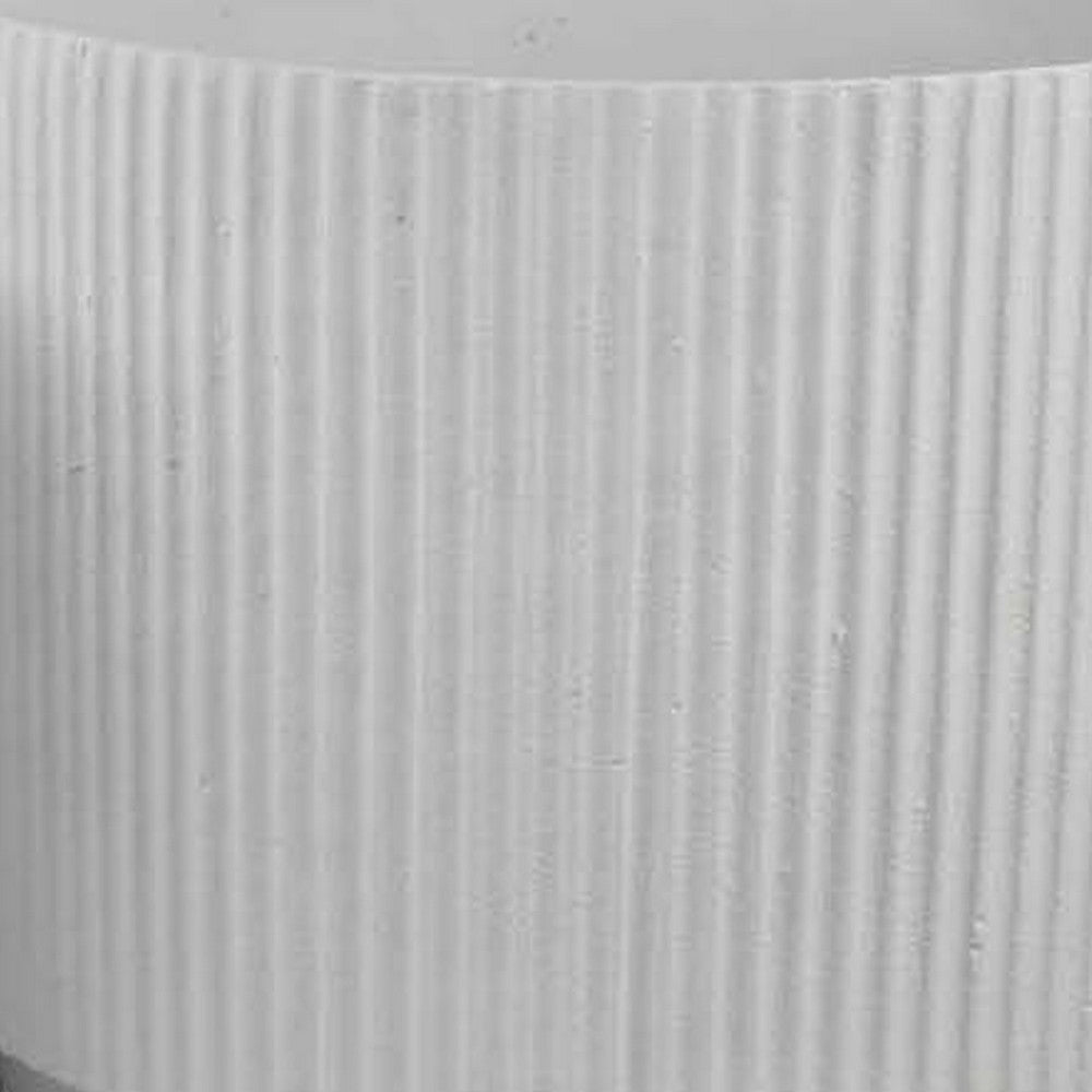 Modern Planter Bowl Set of 2, Ribbed Edges, Serene White Terracotta -BM334821