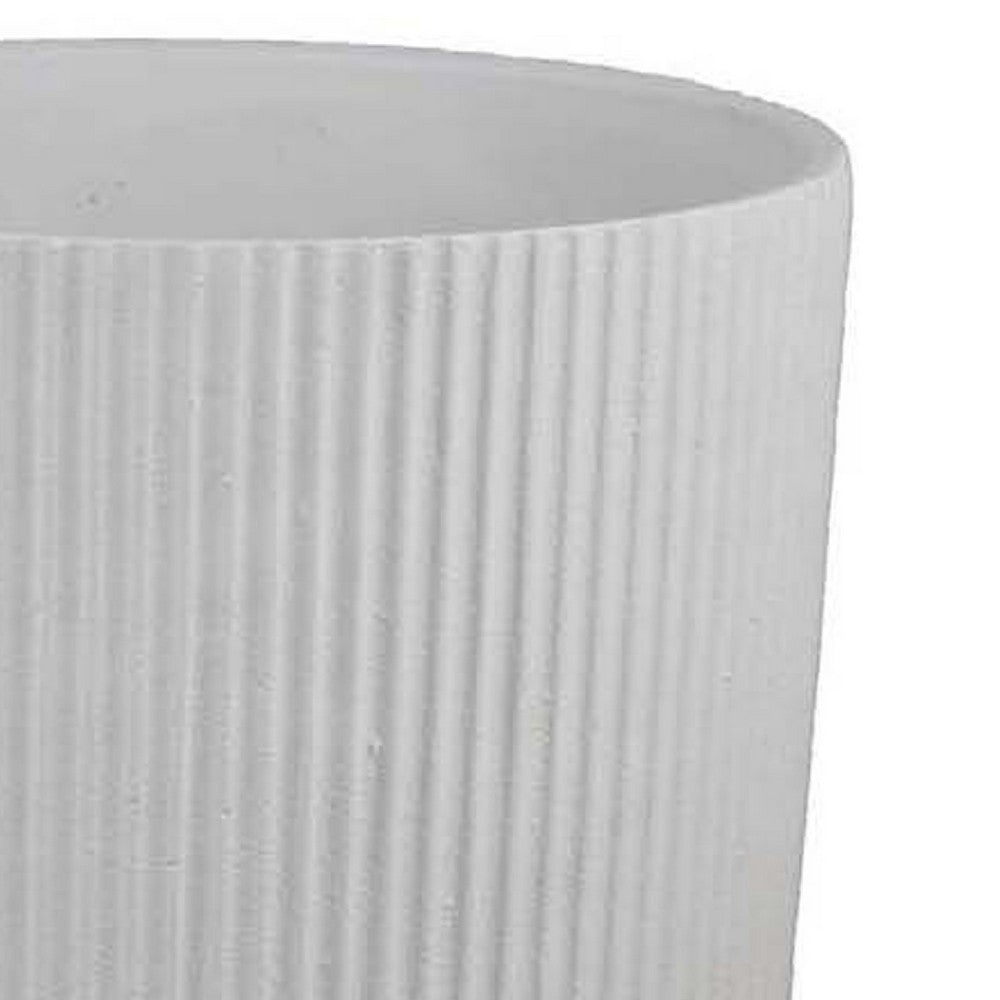 Modern Planter Bowl Set of 2, Ribbed Edges, Serene White Terracotta -BM334821