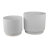 Modern Planter Bowl Set of 2, Ribbed Edges, Serene White Terracotta -BM334821