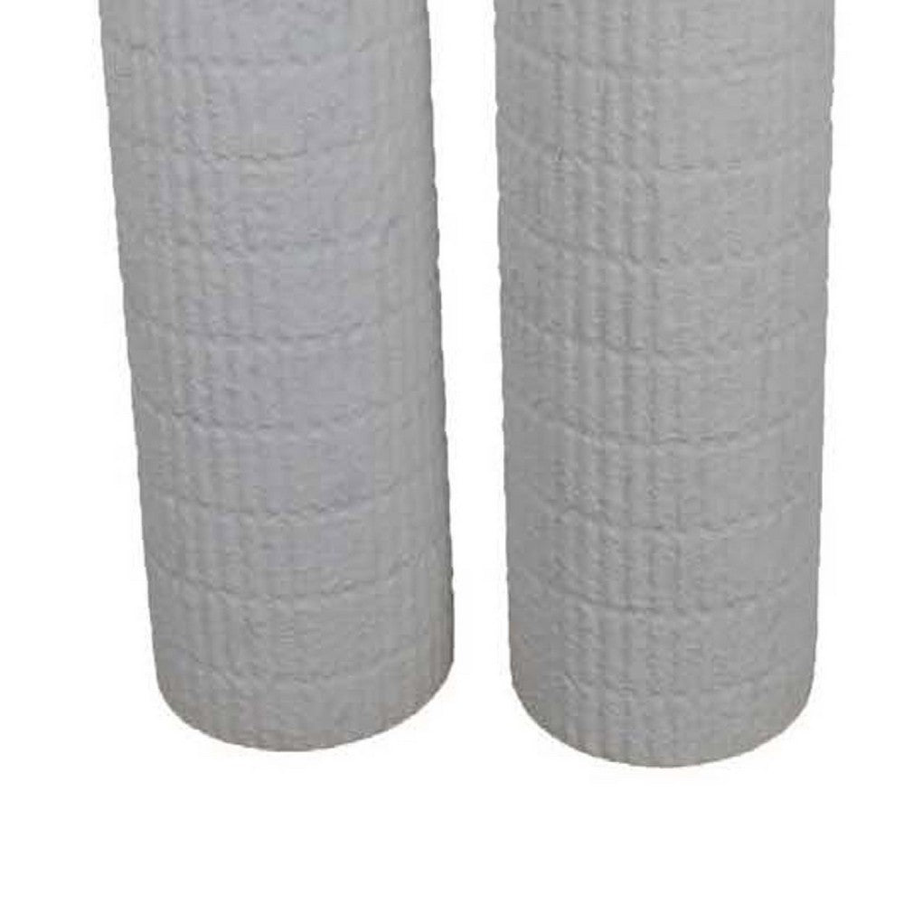 Modern Flower Vase Bottle Set of 2, Narrow Neck, Textured White Metal -BM334822