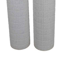 Modern Flower Vase Bottle Set of 2, Narrow Neck, Textured White Metal -BM334822