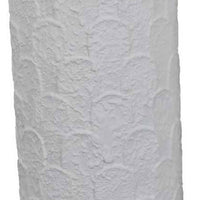Accent Flower Vase Set of 2, Tall Wide Base, Textured White Metal -BM334823