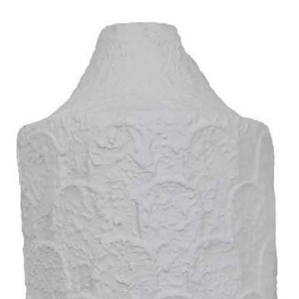 Accent Flower Vase Set of 2, Tall Wide Base, Textured White Metal -BM334823