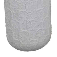 Accent Flower Vase Set of 2, Tall Wide Base, Textured White Metal -BM334823